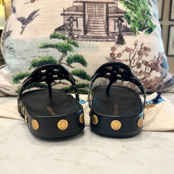 Tory Burch  Studded Black and Gold Flip Flop - Picture 5 of 7
